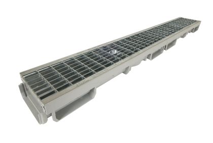 Caniveau bas avec grille acier - B125 - L100 int/130 ext CONNECTO®