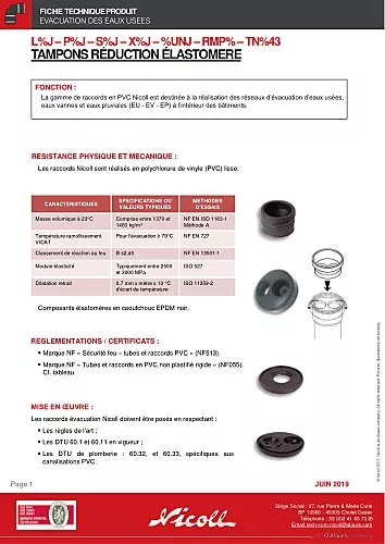 Tampon elastomere a capeler mf d.110/50/40