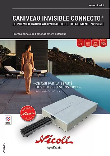 Caniveau bas CONNECTO®, grille invisible, A15, l. 100 int./130 ext., anthracite