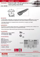 Caniveau bas CONNECTO®, 1 m, largeur 130 mm, grille caillebotis acier B125