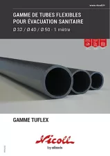 Tube flexible, Ø 32 mm, mâle-mâle, longueur 1 m, à coller, gris, en PVC