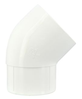 Coude esthetique pour tube de descente eau pluviale (int tube) male/femelle 45' diametre 80 blanc