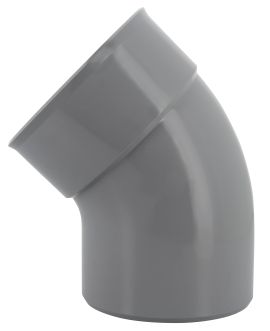 Coude Ø 140 mm, mâle-femelle à 45°, à coller, gris, en PVC
